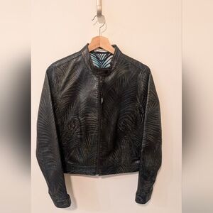 Robert Graham Black Lambskin Tropical Lining Women's Leather Jacket Size S NWOT